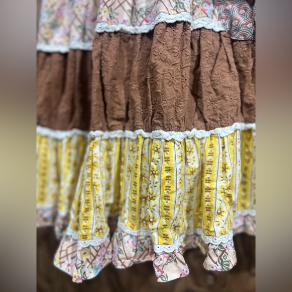 Matilda Jane Arabella Rainbow Print Dress Crochet Accent Ruffles Little Girls 6 - Picture 6 of 9